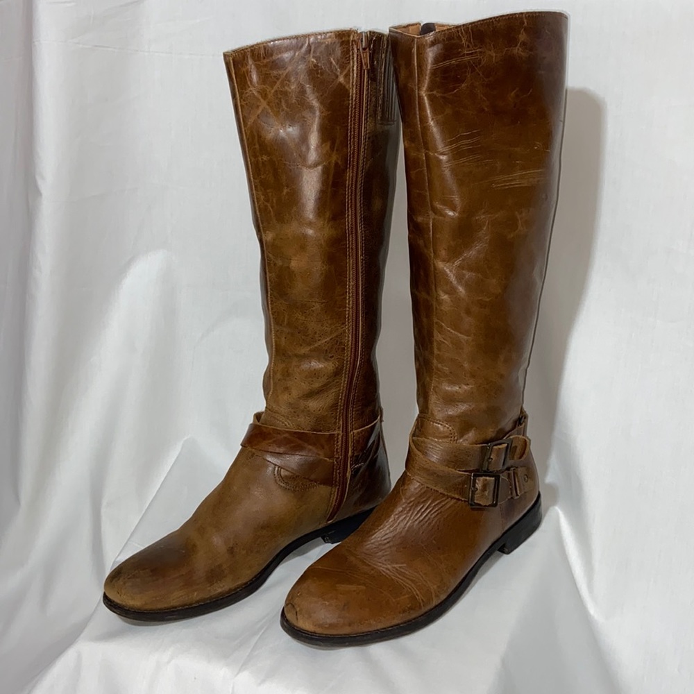 Matisse All Leather Upper Riding Boots. Distressed Brown Leather Size 9.5.